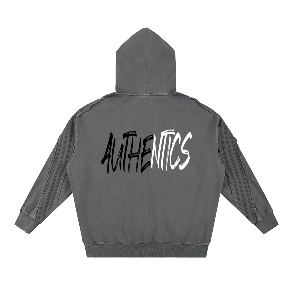 Snow Washed Tape Raw Edge Zip Hoodie