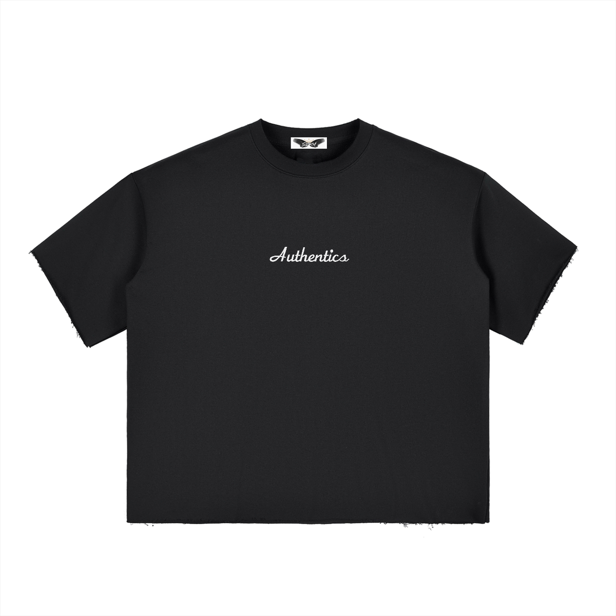 Boxy Half-Sleeve Raw-Edge T-Shirt