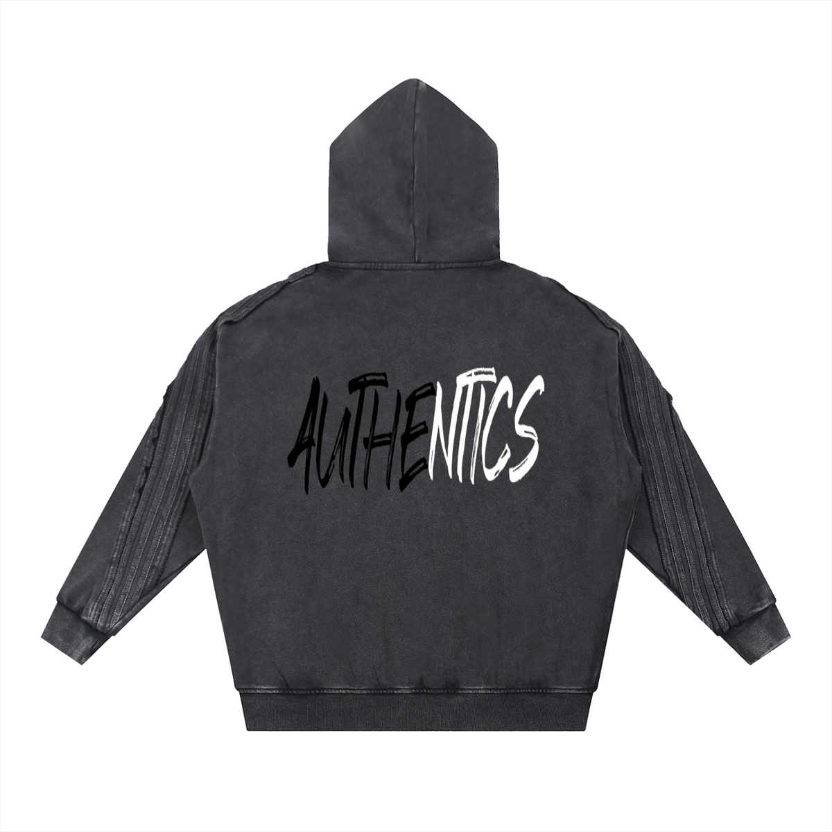 Snow Washed Tape Raw Edge Zip Hoodie
