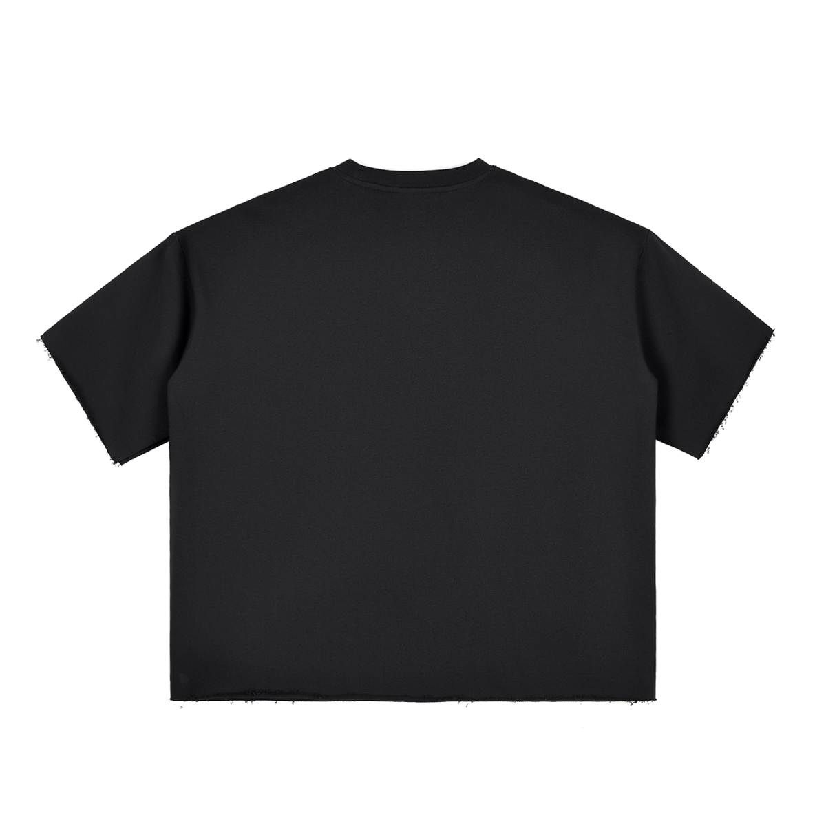 Boxy Half-Sleeve Raw-Edge T-Shirt