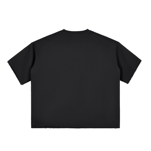 Boxy Half-Sleeve Raw-Edge T-Shirt