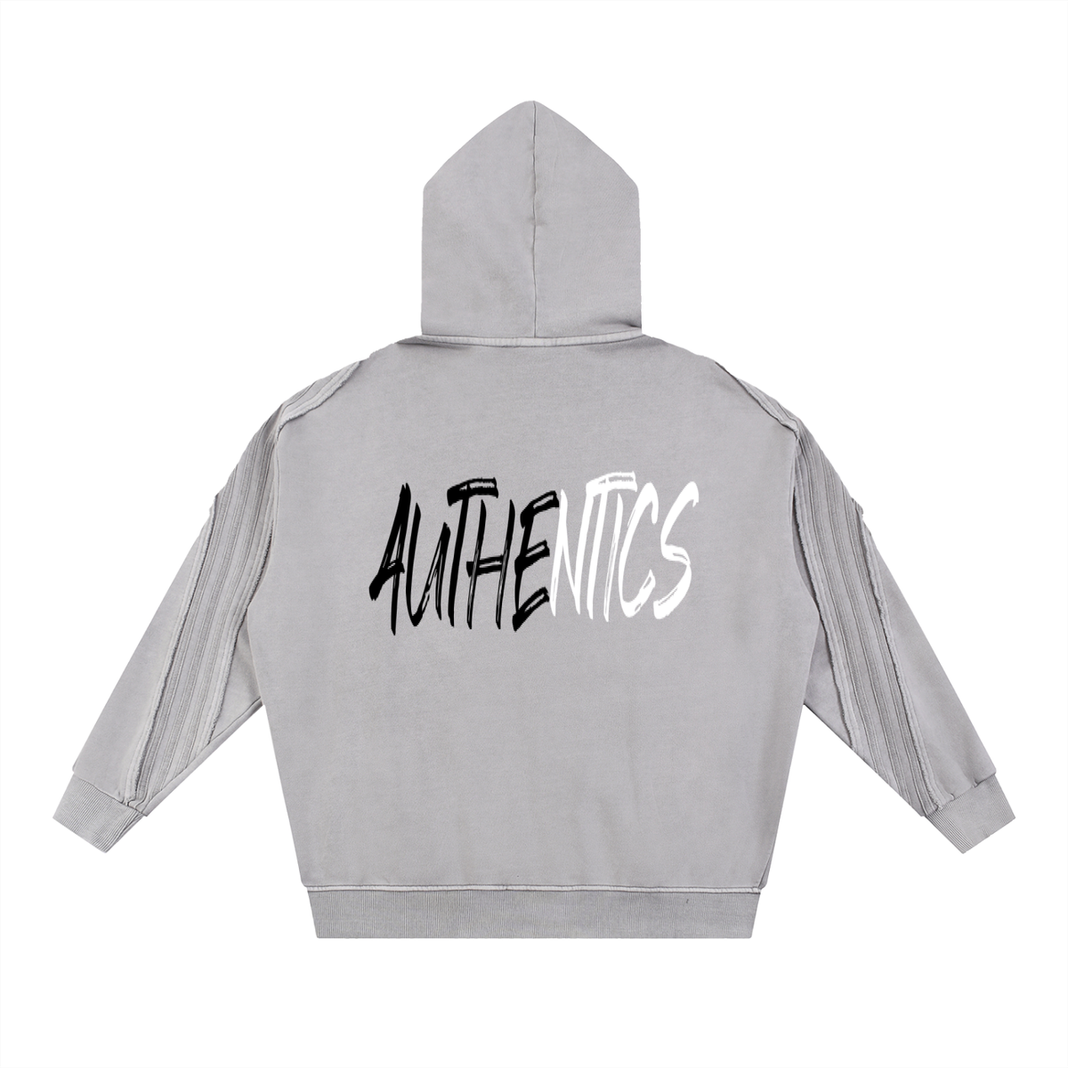 Snow Washed Tape Raw Edge Zip Hoodie