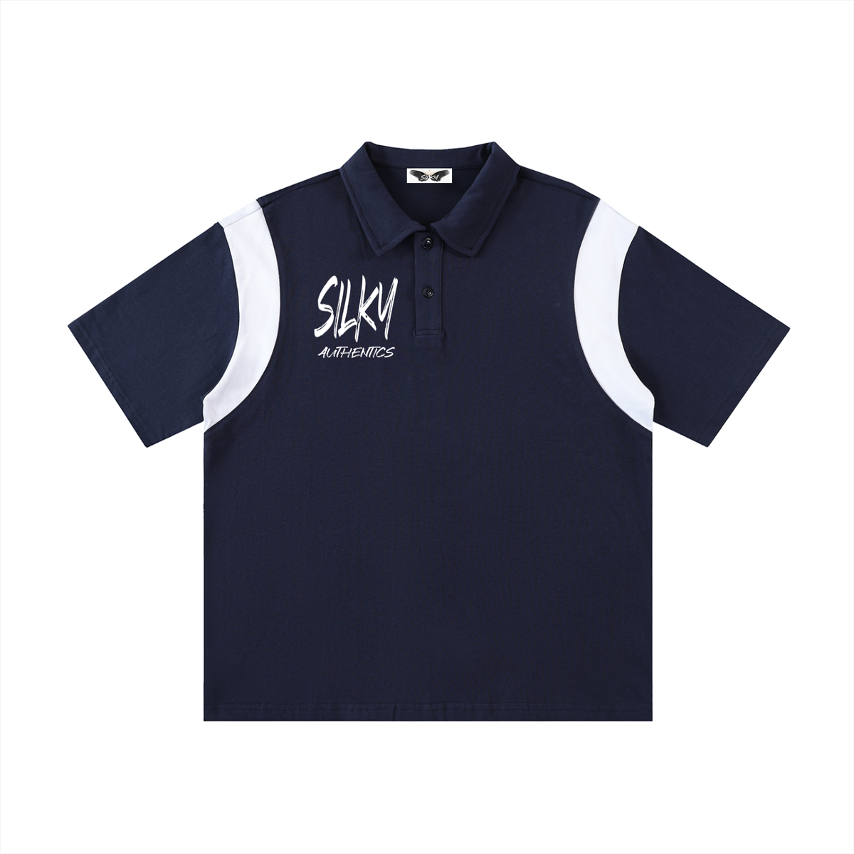 Contrast Panel Cotton Polo Shirt