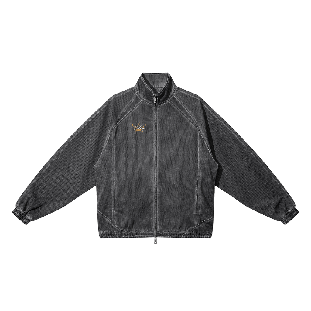 Unisex Vintage Wash Full Zip Mesh Jacket