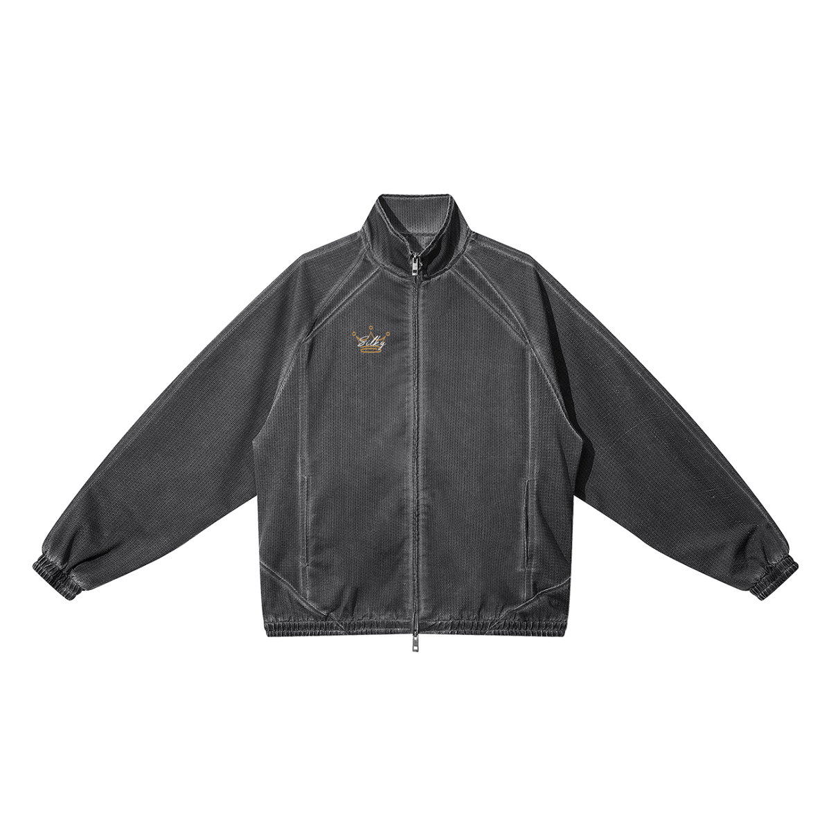 Unisex Vintage Wash Full Zip Mesh Jacket