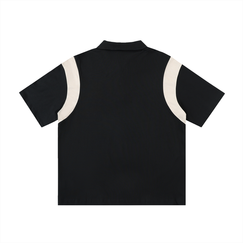 Contrast Panel Cotton Polo Shirt